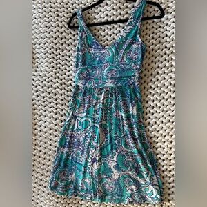 Lilly Pulitzer Blue & White Jersey Dress | Sleeveless | Knee Length Size Small